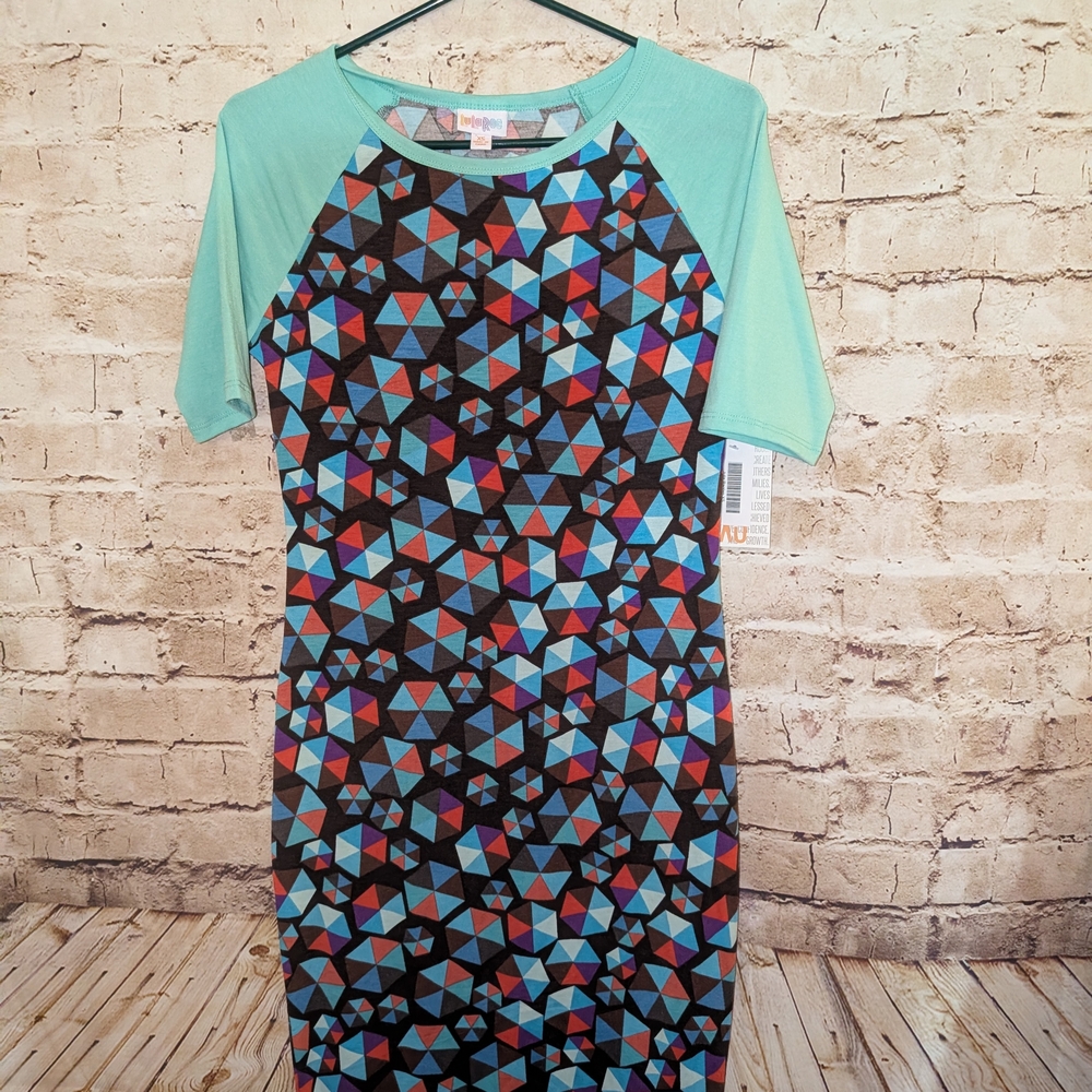 ♥️LuLaRoe Julia raglan Dress geometric XS NWT